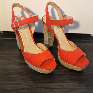 NBW Jessica Simpson Priella Tangerine and Natural Platform Sandal